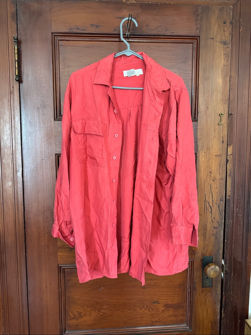 Bobbie burns Vintage Red Button-Up silk shirt